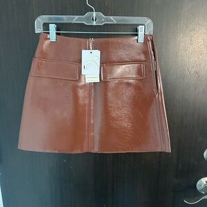 Commense Shiny Brown Mini Skirt